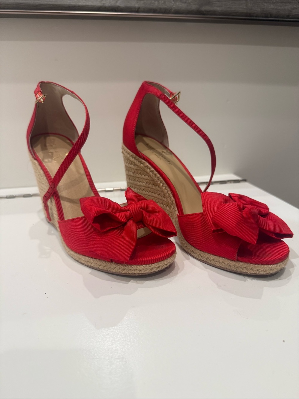 kate spade Red Bow Espadrille Wedge Sandals